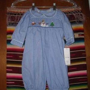 Be Mine Smocked Christmas Snowman Outfit Infant 3M